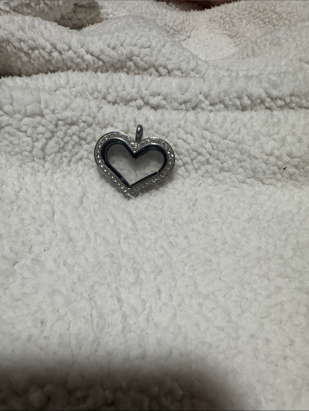 Origami Owl Silver Heart Pendant Charm with Clear Crystals